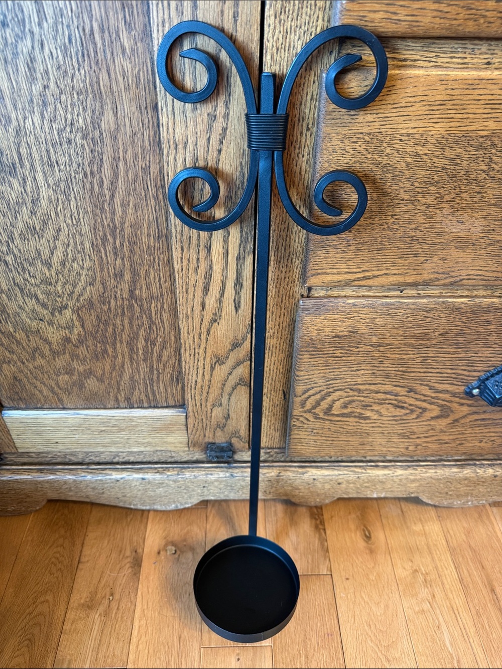 Wrought Iron Black Metal Scroll Wall Hanging Candle Holder